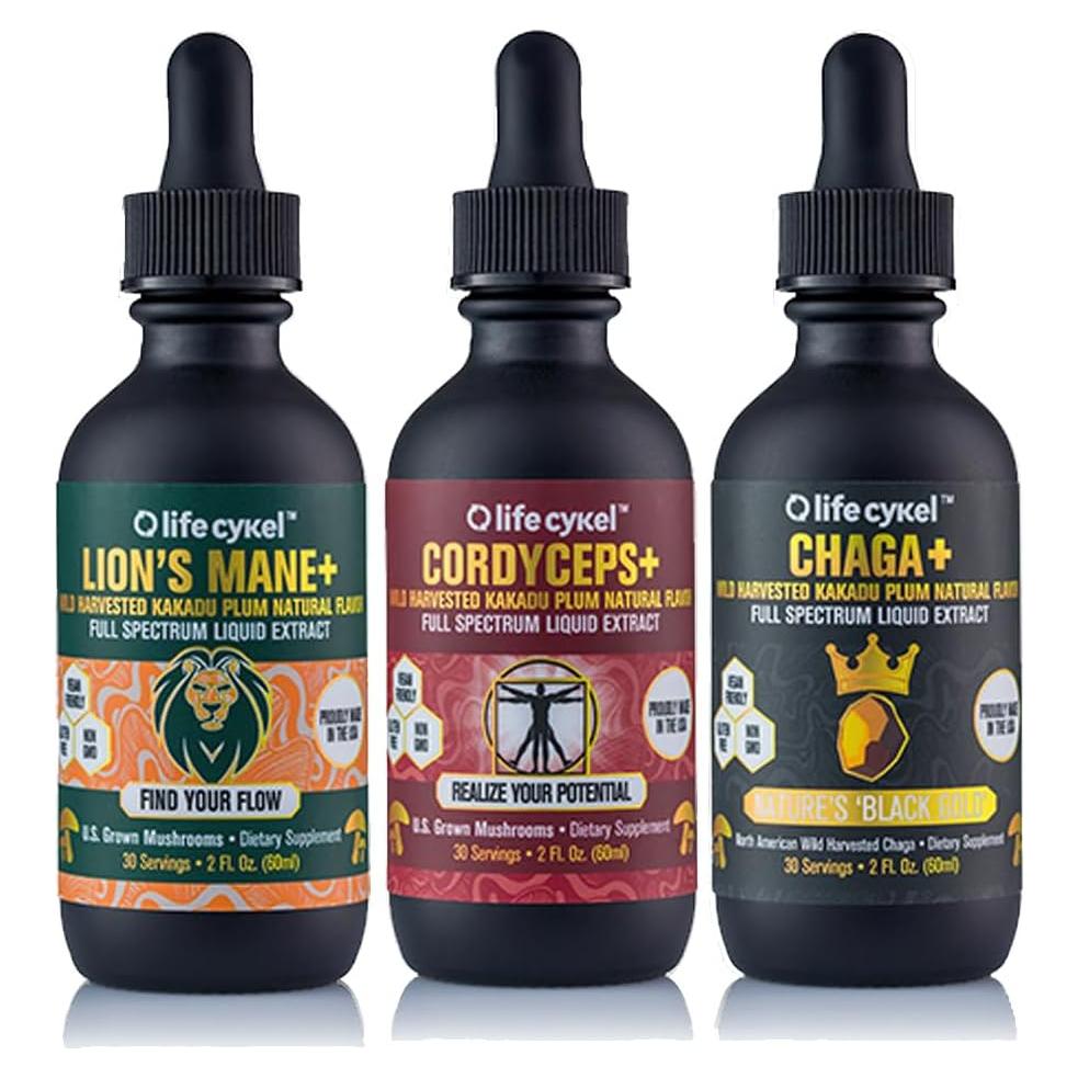 Extracto de Hongos Life Cykel - Chaga, Melena de León y Cordyceps - 60 ml