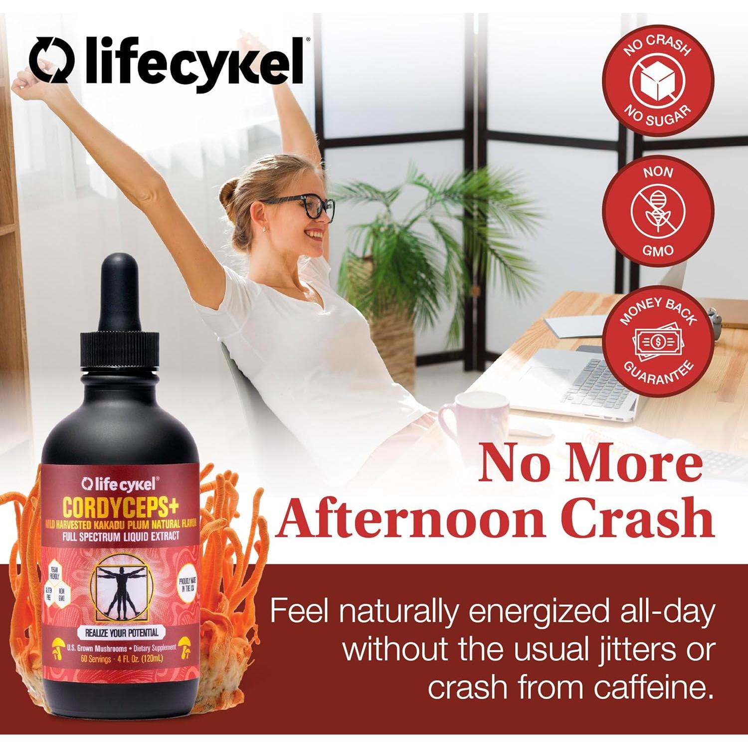 Extracto de Hongos Life Cykel - Chaga, Melena de León y Cordyceps - 60 ml