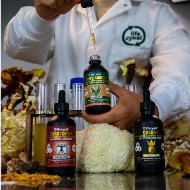 Extracto de Hongos Life Cykel - Chaga, Melena de León y Cordyceps - 60 ml