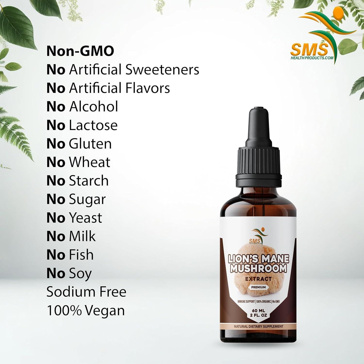 Gotas de Hongo Melena de León SMS - Extracto Orgánico 59 mL