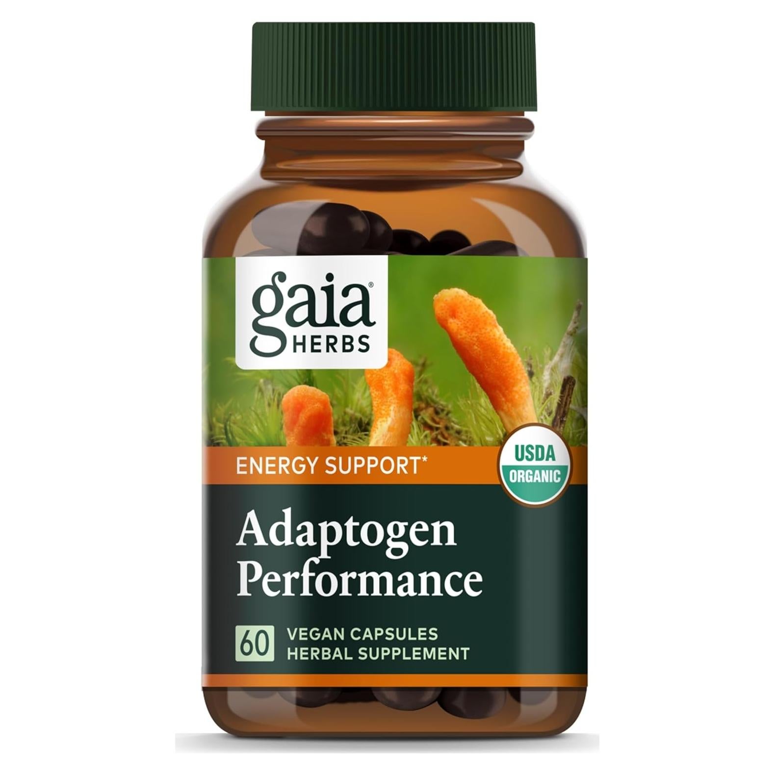 Suplemento Energético Gaia Herbs - Hongos y Ashwagandha 60 Cápsulas
