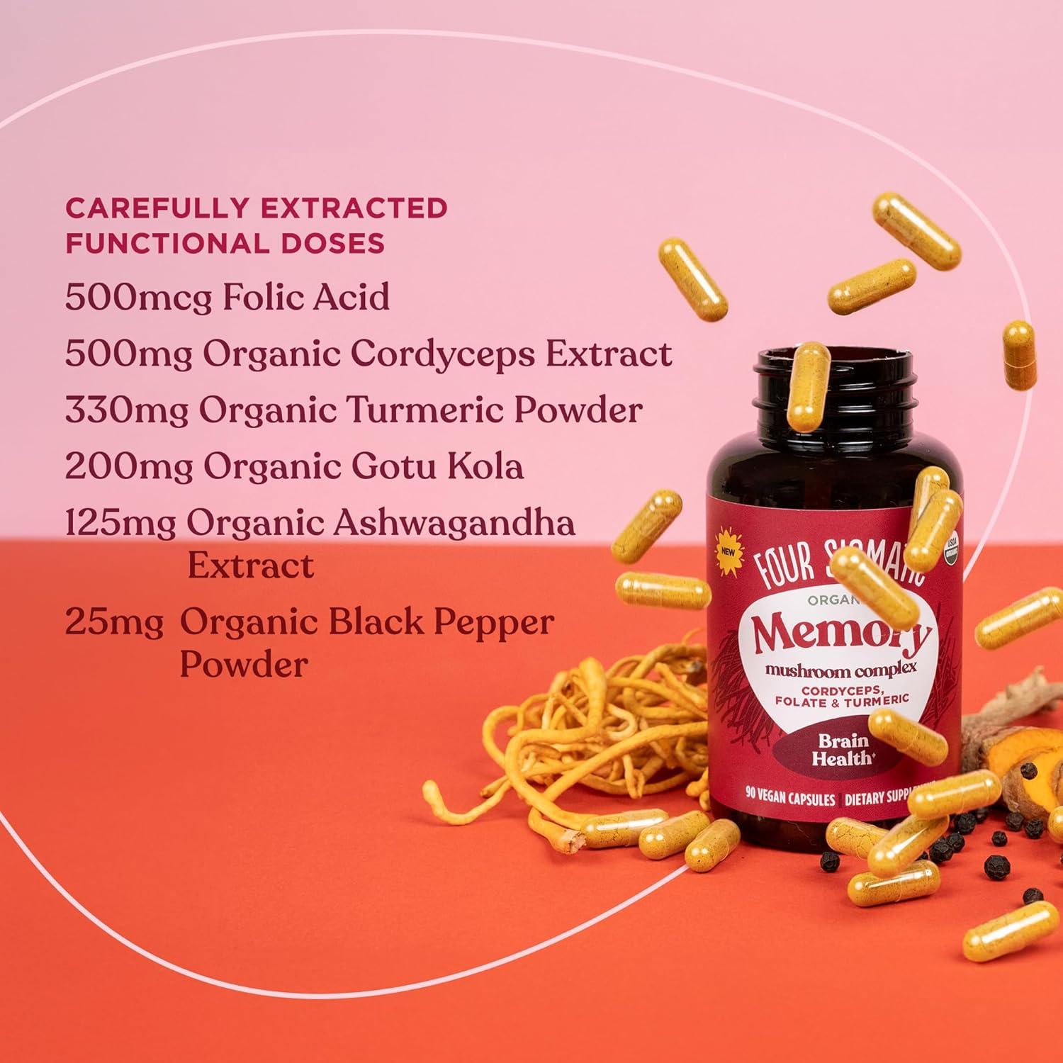 Cápsulas de Memoria Four Sigmatic | Cordyceps y Folato | 30 Porciones