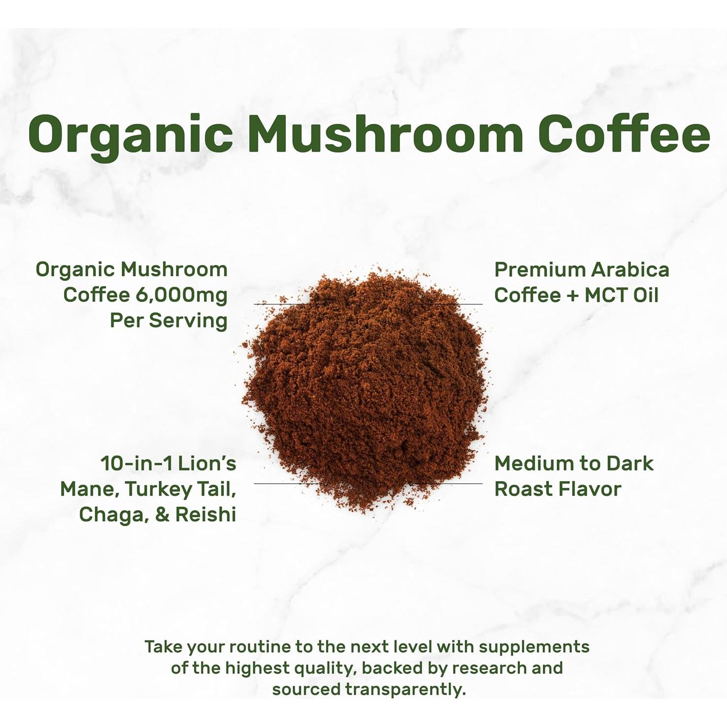 Café de Champiñones Orgánico Deal Supplement 283g - 10 Champiñones Adaptogénicos