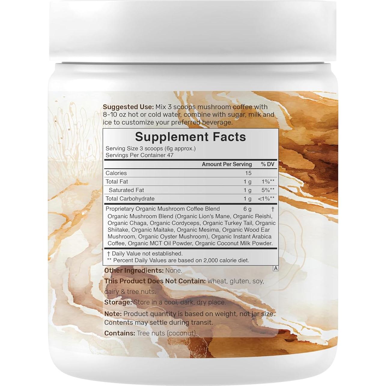 Café de Champiñones Orgánico Deal Supplement 283g - 10 Champiñones Adaptogénicos