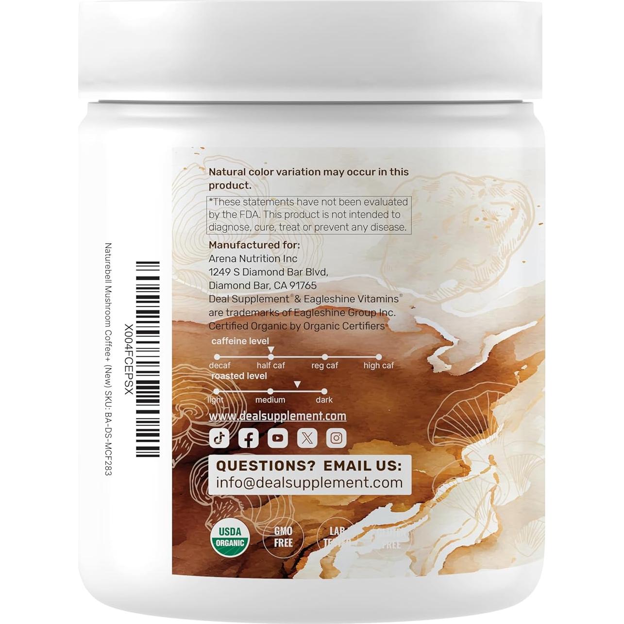 Café de Champiñones Orgánico Deal Supplement 283g - 10 Champiñones Adaptogénicos