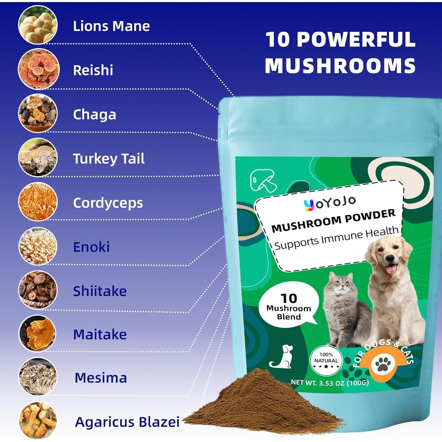 Polvo de Hongos para Perros y Gatos YoYoJo 100g - Inmunidad y Salud