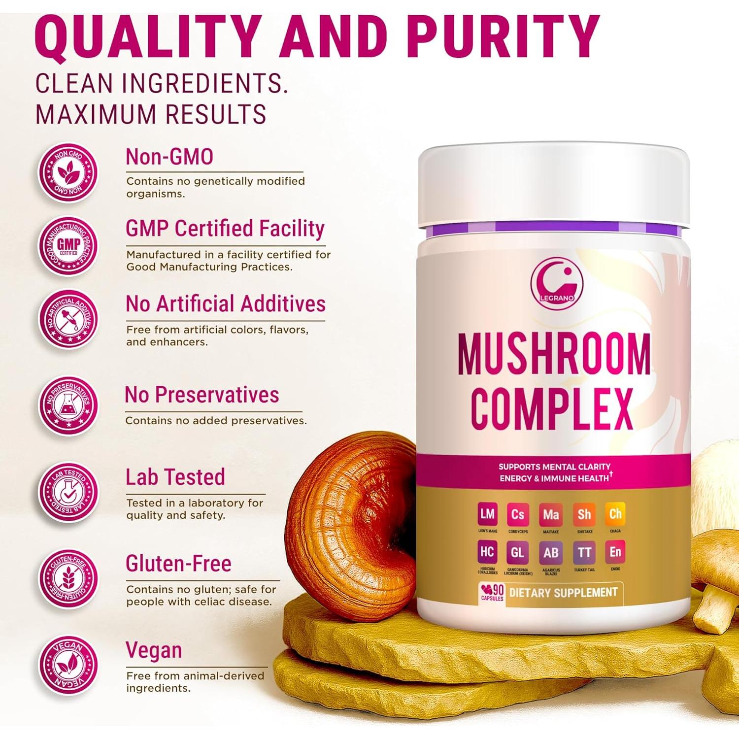 Cápsulas Veganas de Melena de León LEGRANO - 90 Unidades