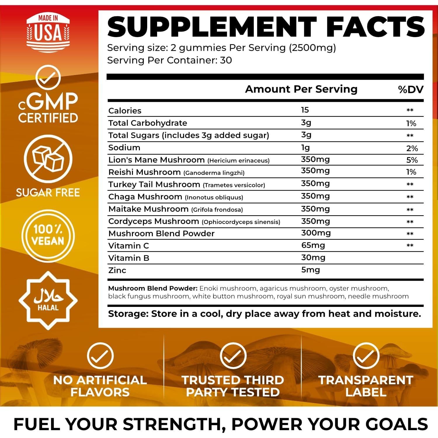 Gomitas de Champiñón Novure 2500mg 60 Unidades Piña