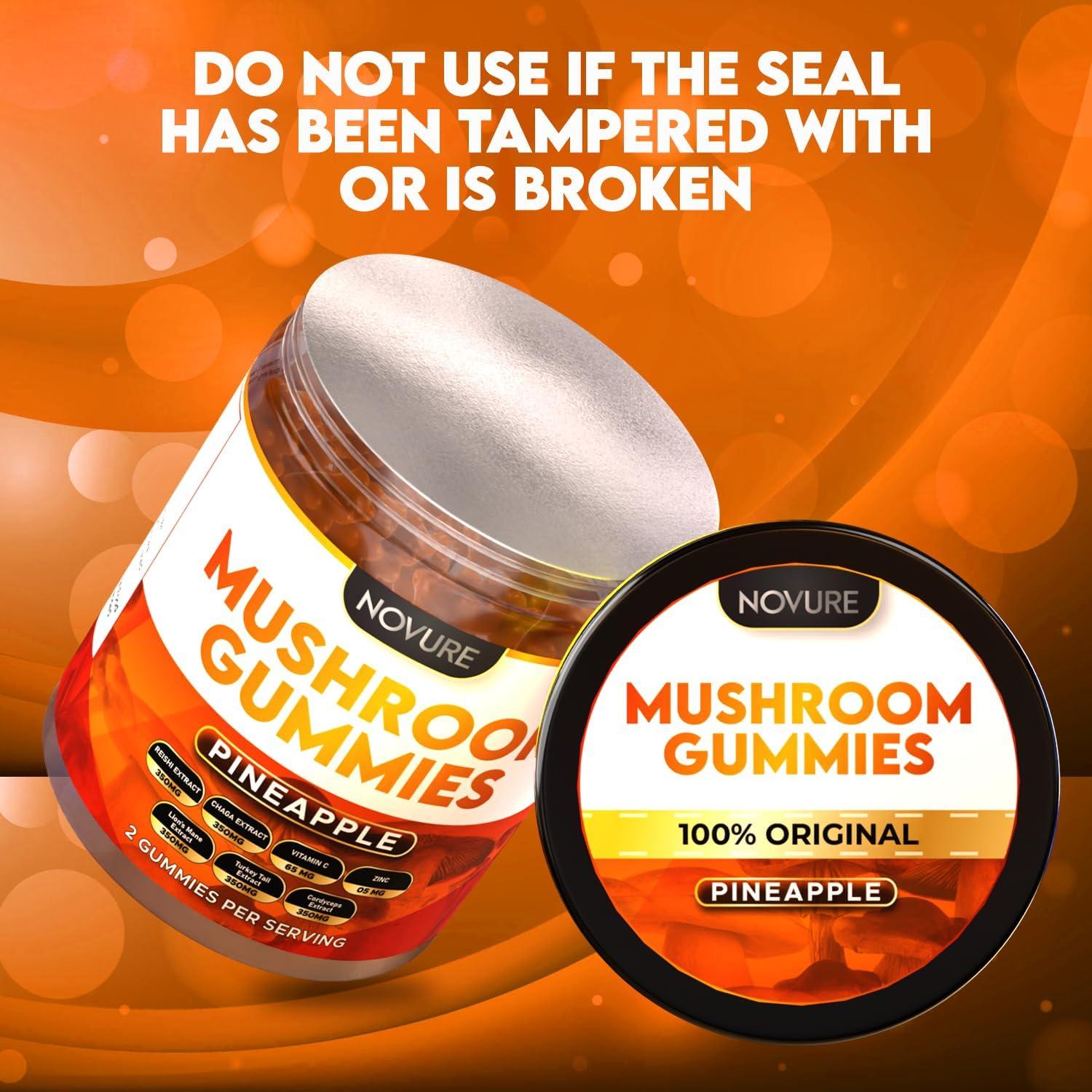 Gomitas de Champiñón Novure 2500mg 60 Unidades Piña