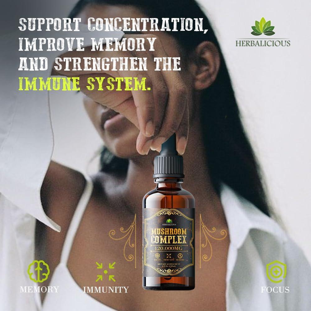 Suplemento de Champiñones HERBALICIOUS 120,000mg - 8 en 1