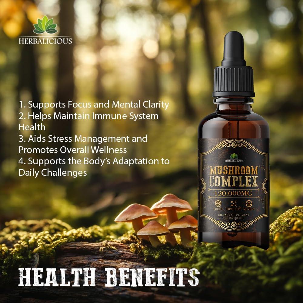 Suplemento de Champiñones HERBALICIOUS 120,000mg - 8 en 1