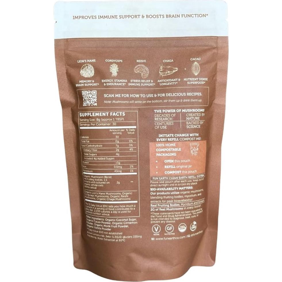 Suplemento de Hongos Fun Earth Co. Mushroom Mocha 240g