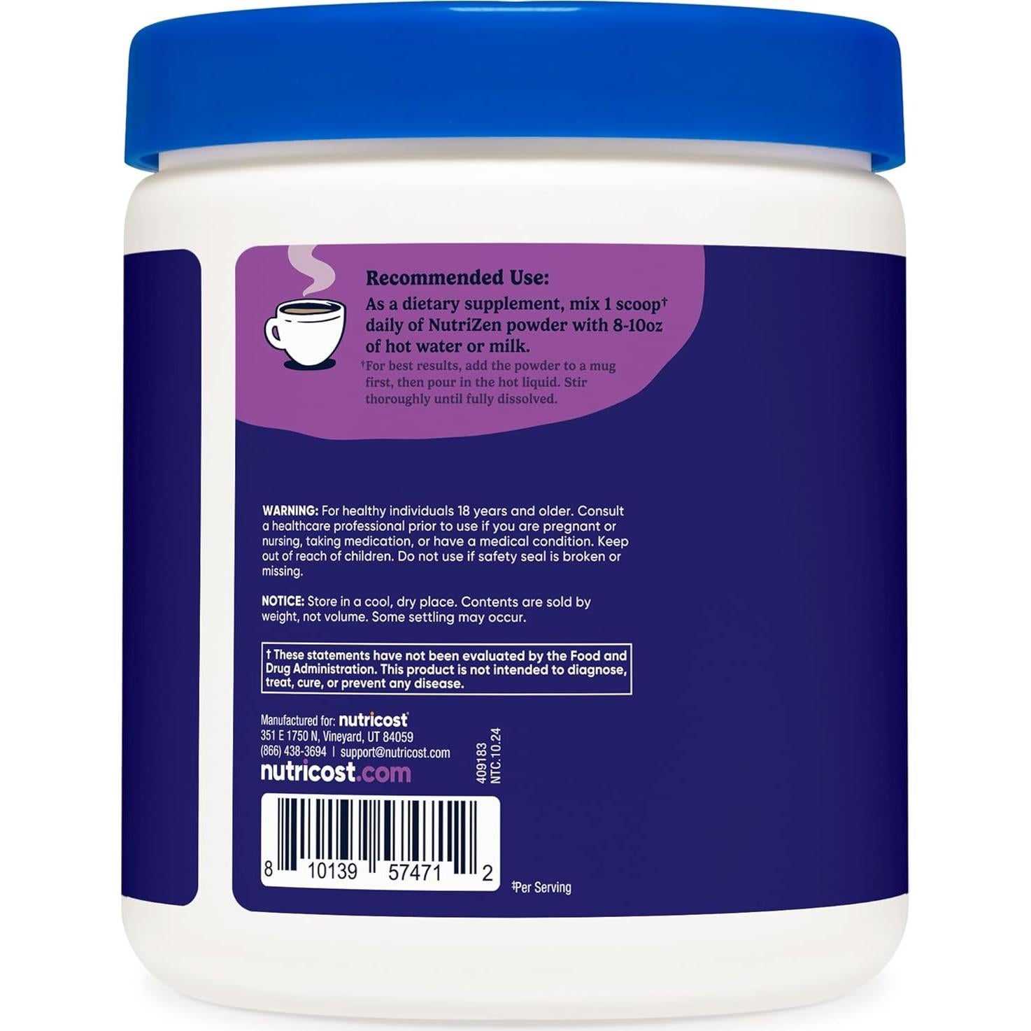 Nutricost Nutrizen PM Bebida Adaptogénica Chocolate 30 Porciones