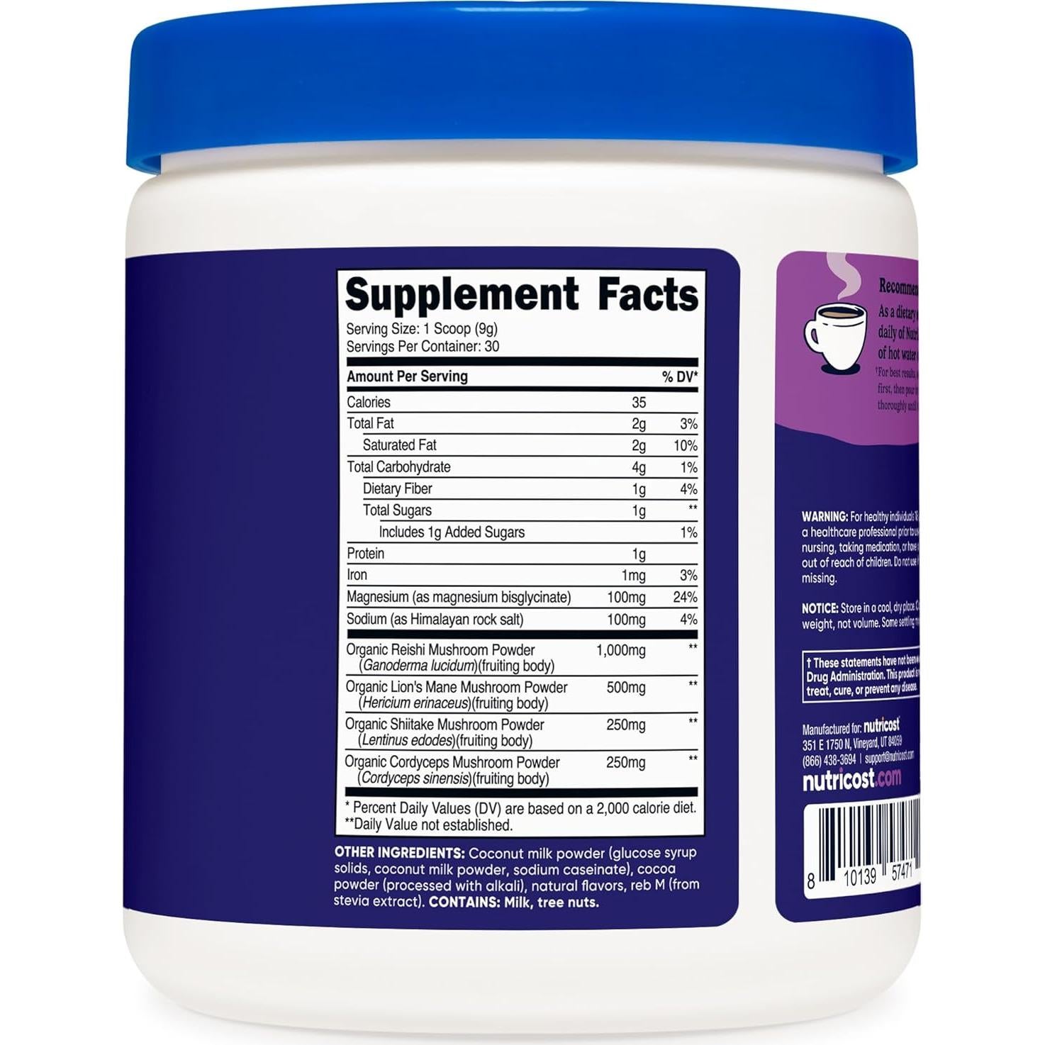 Nutricost Nutrizen PM Bebida Adaptogénica Chocolate 30 Porciones