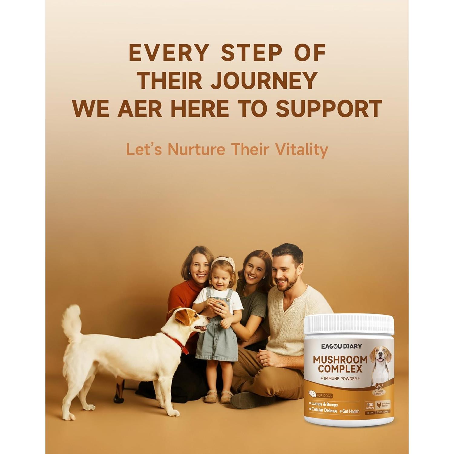 Suplemento de Hongos para Perros Eagou Diary 100g - Salud Inmunológica