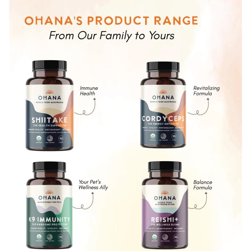 Suplemento Orgánico de Champiñón Shiitake Ohana 90 Cápsulas