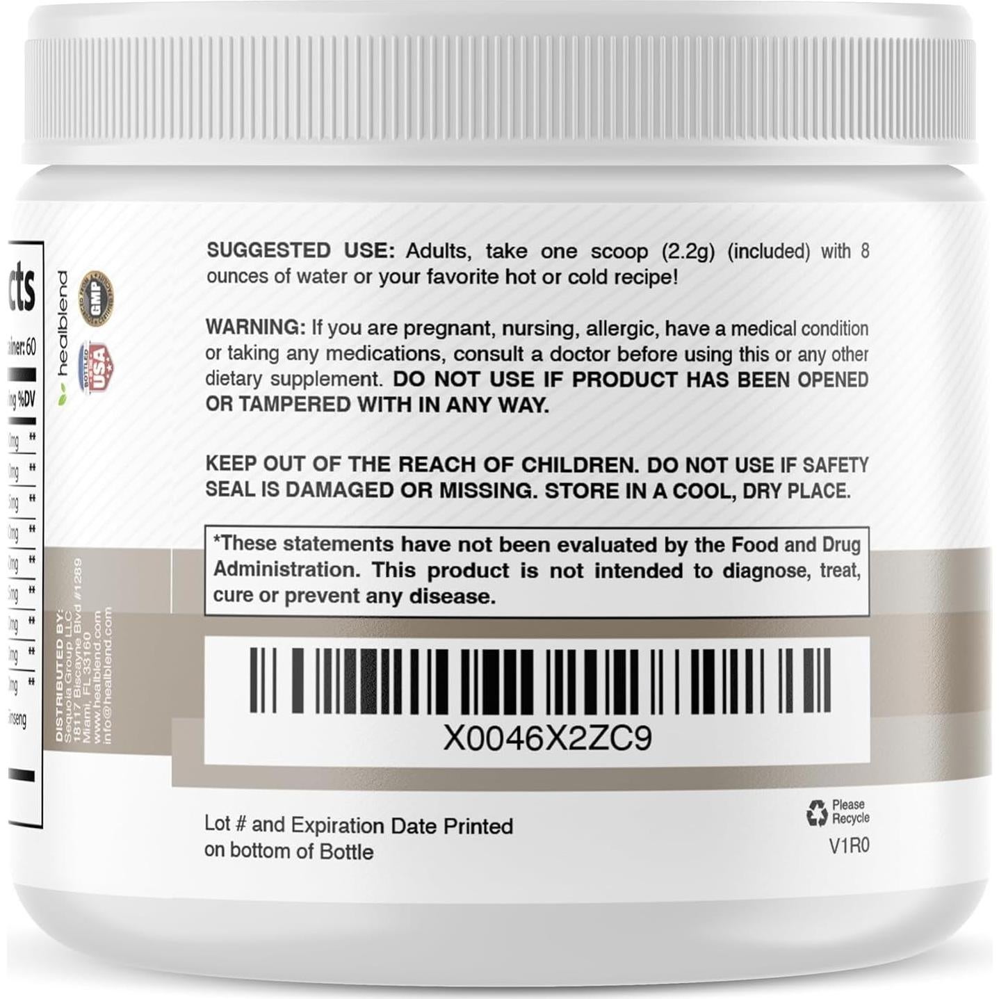 Suplemento en polvo Healblend de hongos adaptógenos 289g