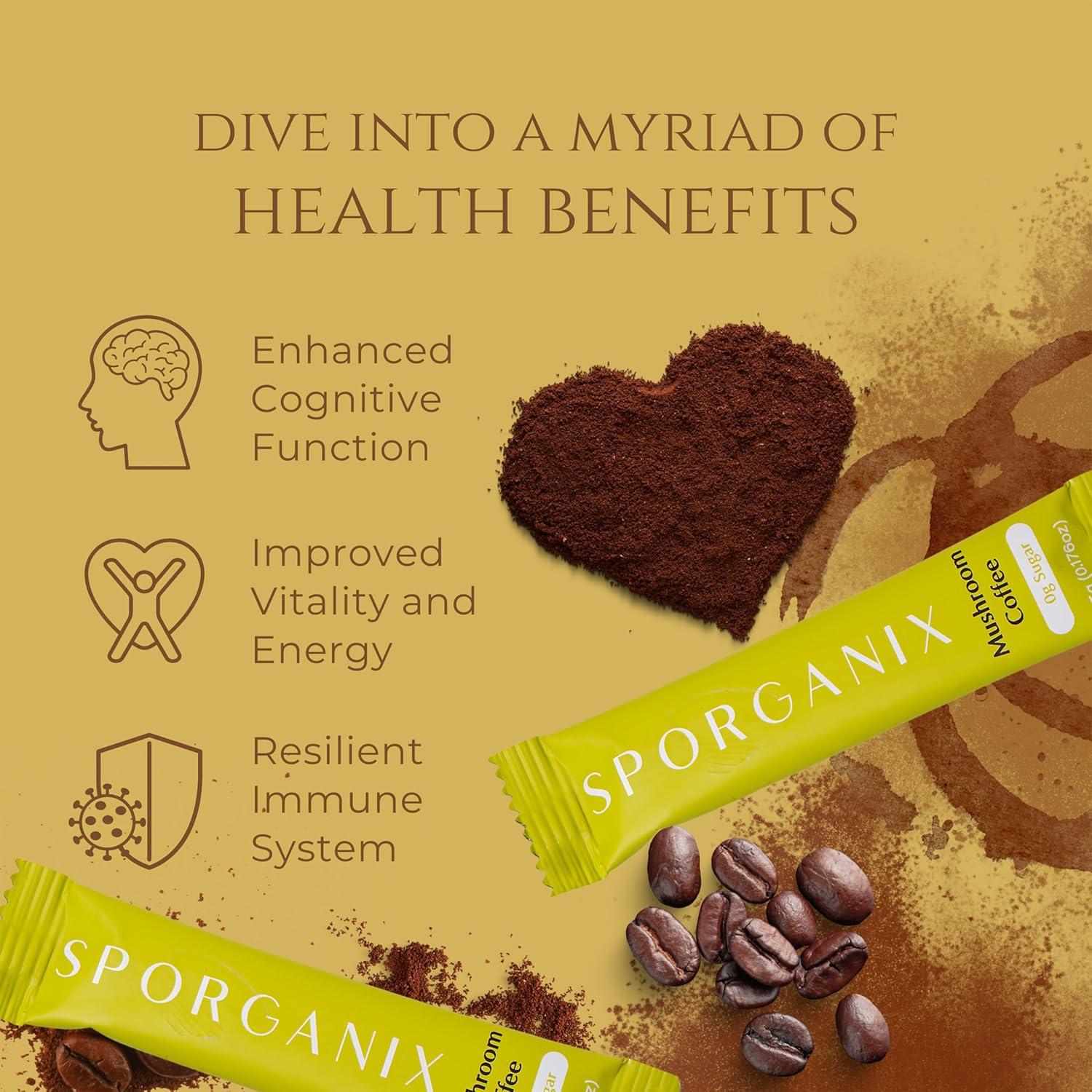 Café de Champiñones Orgánico Sporganix - Instantáneo 30 Porciones