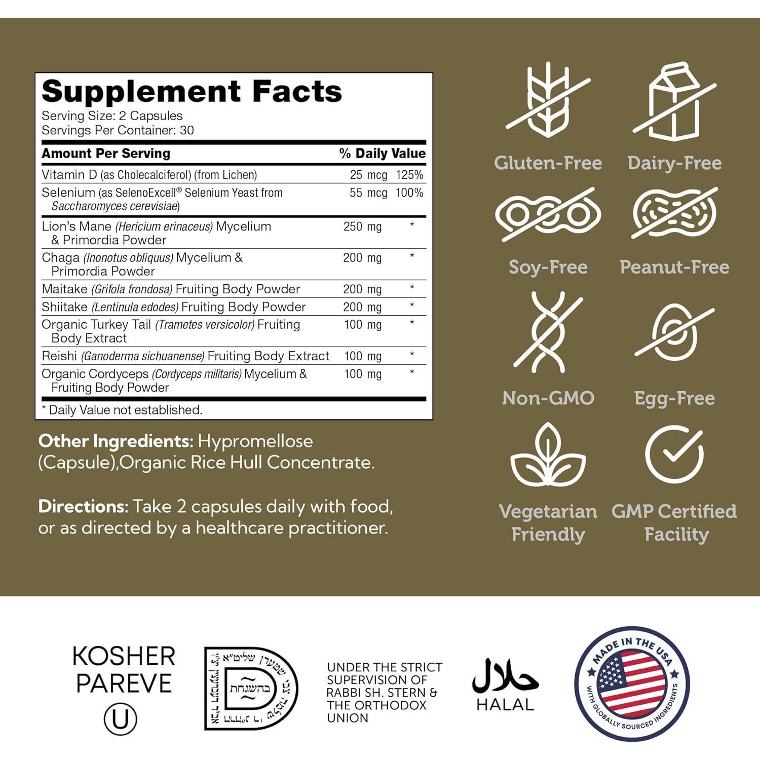 Mezcla Premium de Hongos Zahler 60 Cápsulas - Enfoque y Inmunidad