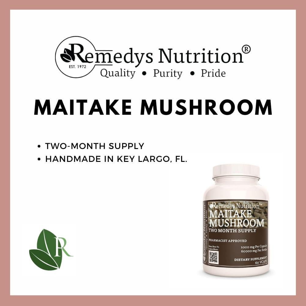 Suplemento Dietético Champiñón Maitake Remedy's 1000 mg 60 Cápsulas Veganas