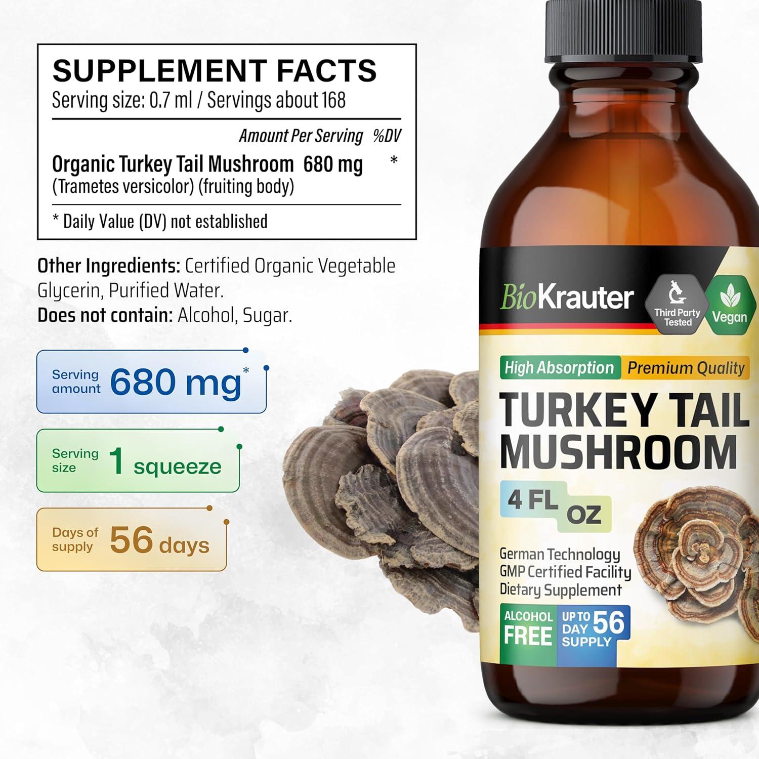 Suplemento Inmunológico de Hongos Turkey Tail BioKrauter 120ml