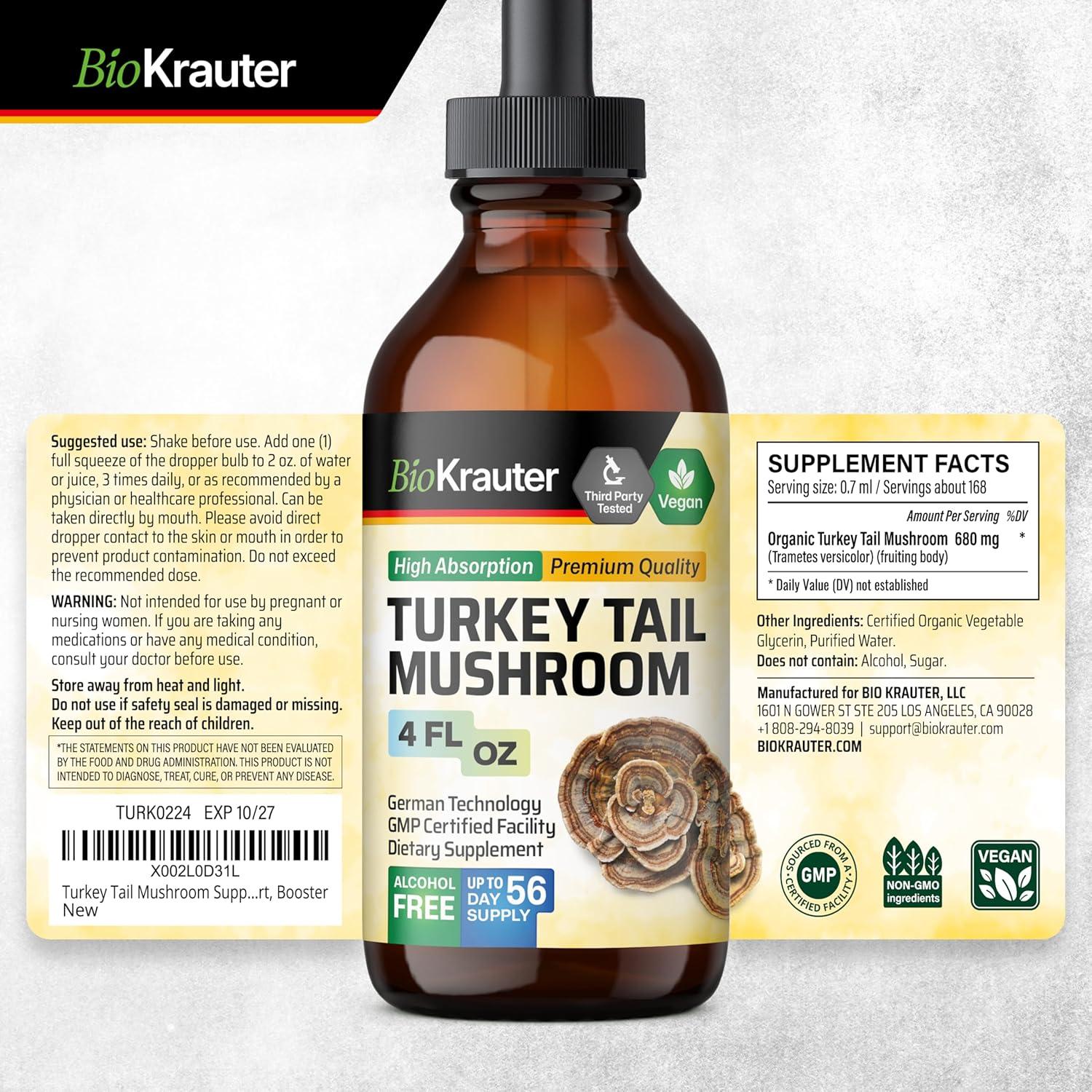 Suplemento Inmunológico de Hongos Turkey Tail BioKrauter 120ml