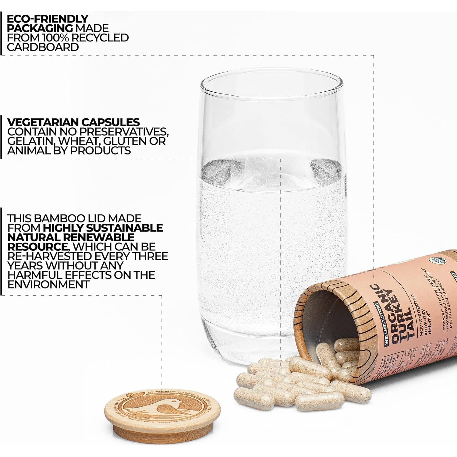 Hongo Cola de Pavo Orgánico Wellnest.Store 60 Cápsulas Vegetales