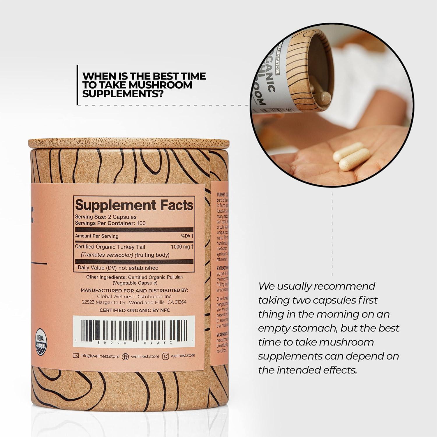 Hongo Cola de Pavo Orgánico Wellnest.Store 60 Cápsulas Vegetales