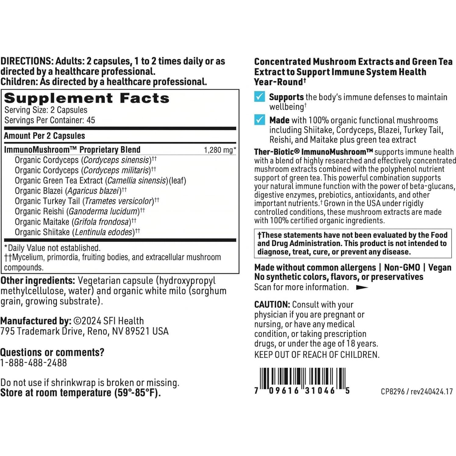 Klaire Labs Immunomax - Soporte Inmunológico con Hongos 90 Cápsulas