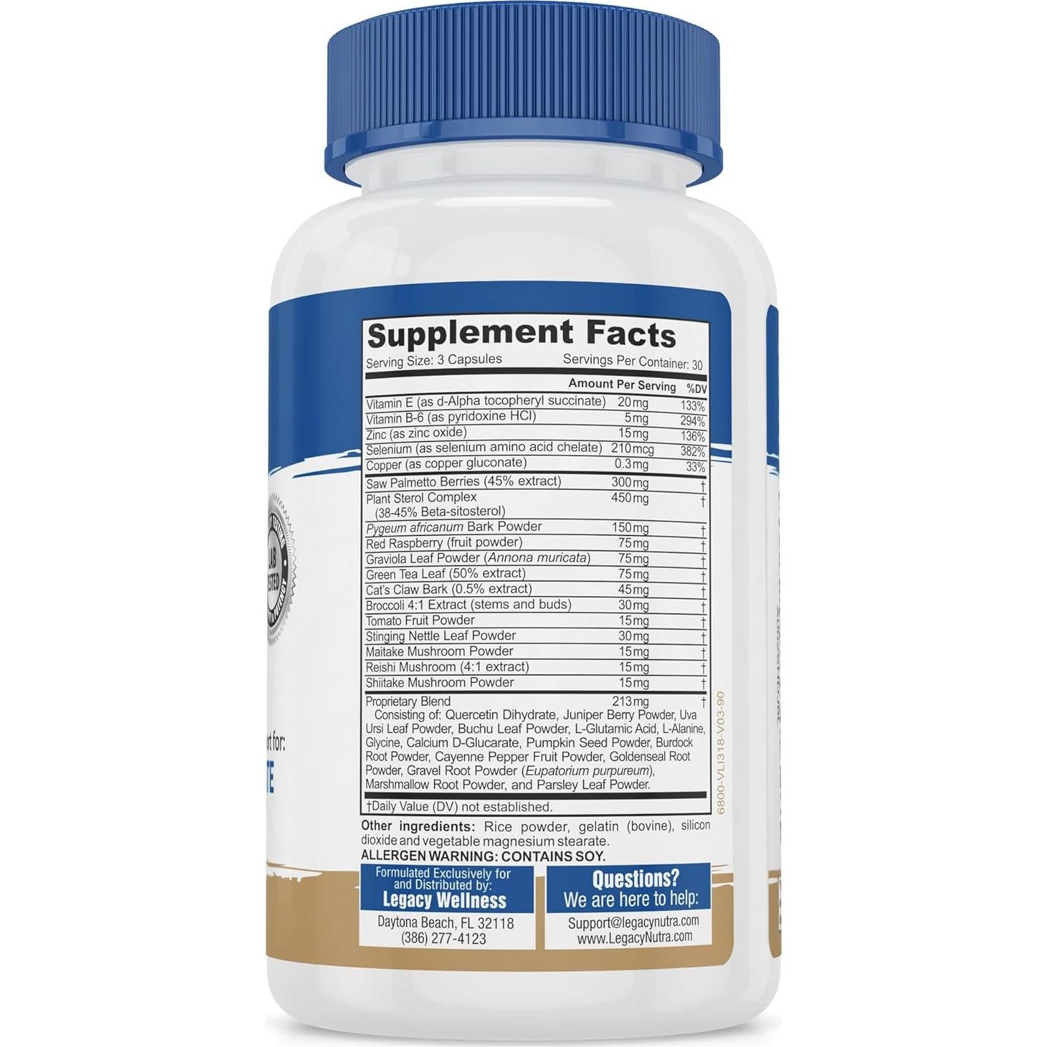 Suplemento Prostático Legacy PRO con Saw Palmetto - 90 Cápsulas