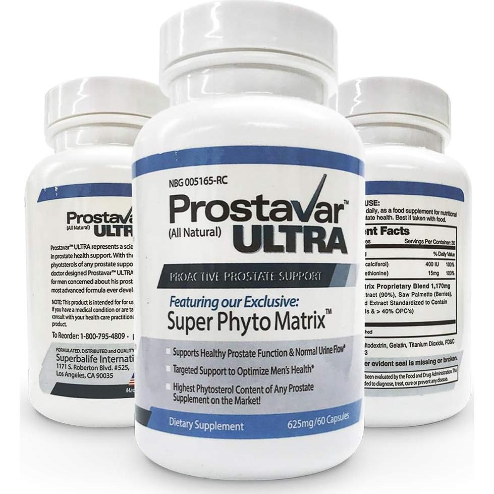 Suplemento Prostavar Ultra 3 Botellas 600mg 90% Beta-Sitosterol