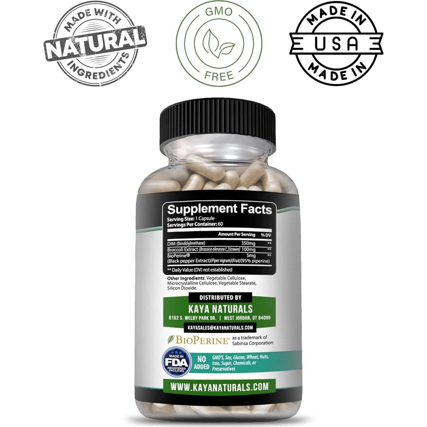 Suplemento DIM Ultra Kaya Naturals 60 Cápsulas Vegetales