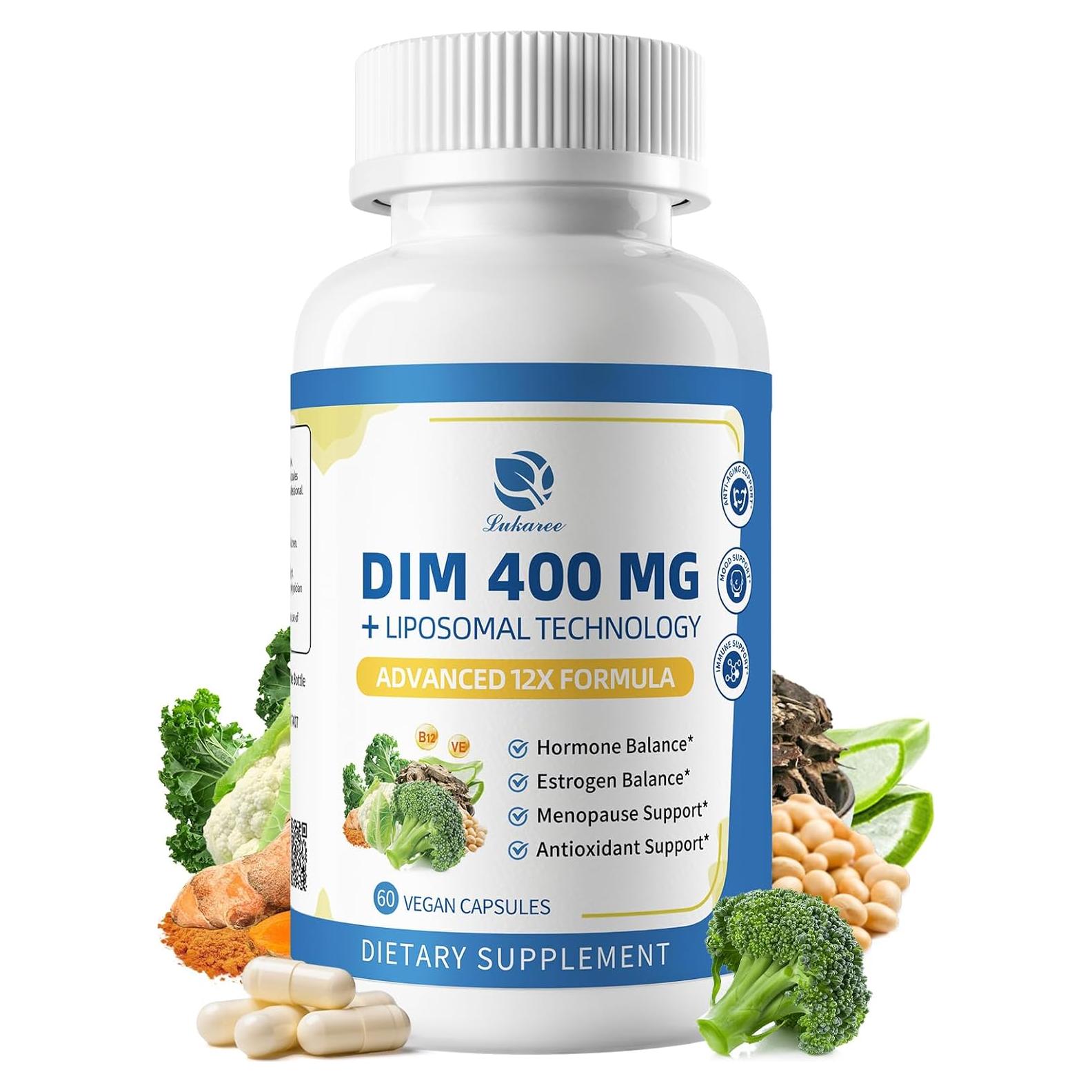 Suplemento DIM Lukaree 400mg para Mujeres - 60 Cápsulas Veganas