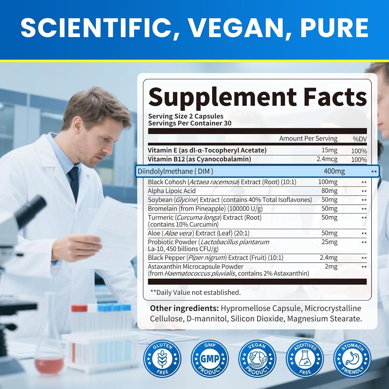 Suplemento DIM Lukaree 400mg para Mujeres - 60 Cápsulas Veganas