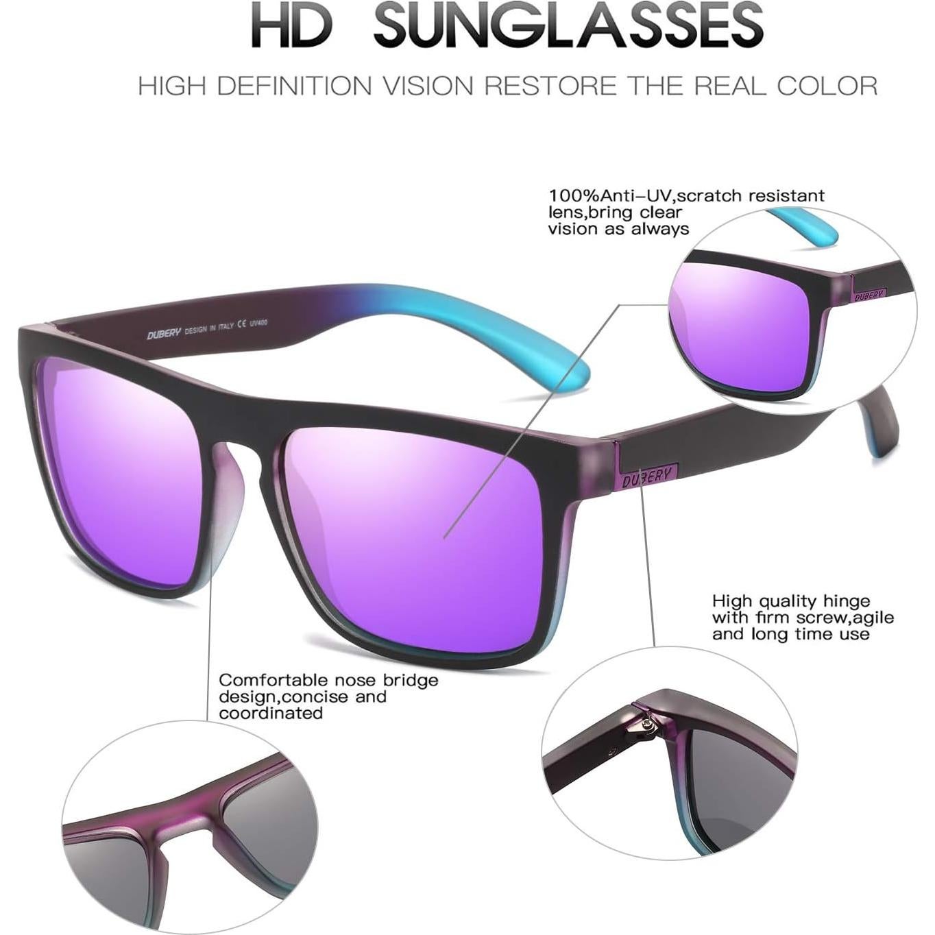 Gafas de sol polarizadas DUBERY unisex UV400 retro