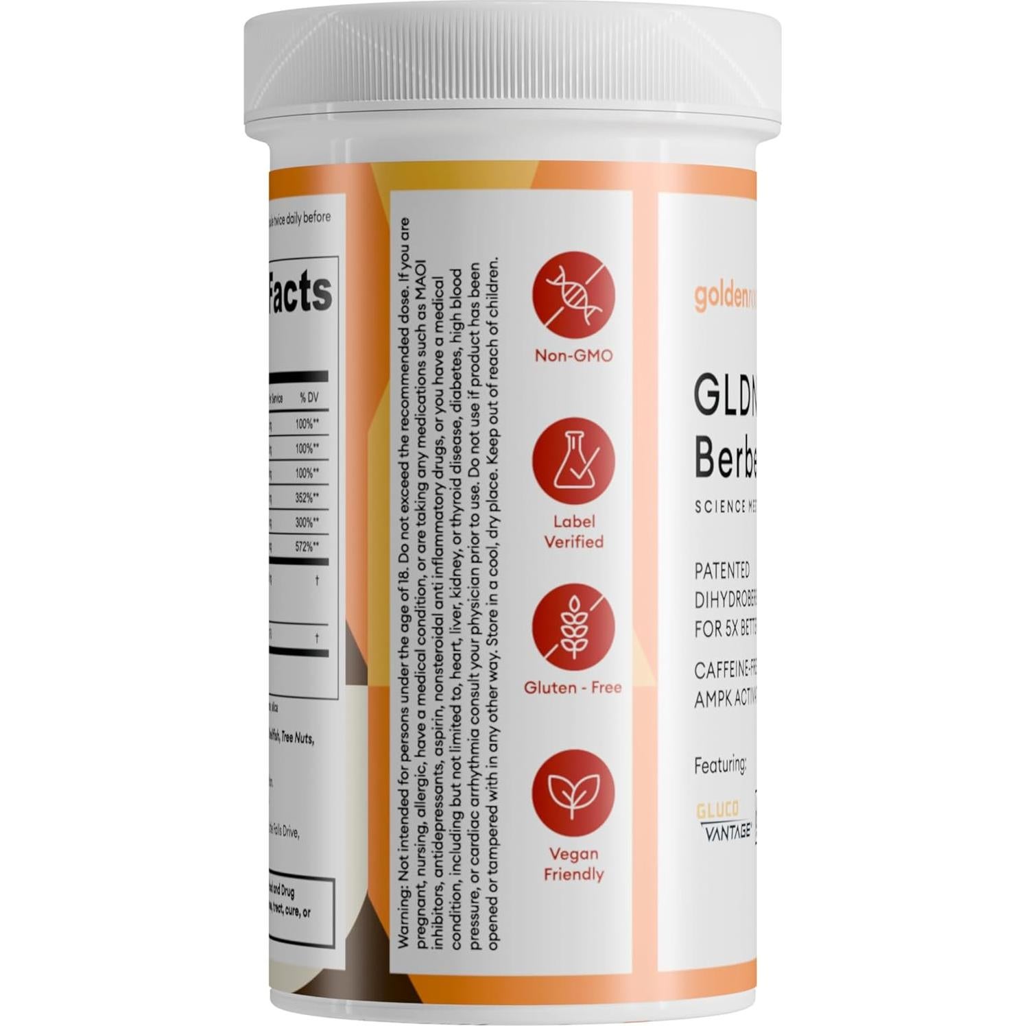 Suplemento Digestivo GLDN Berberina 200mg - 60 Cápsulas Veganas