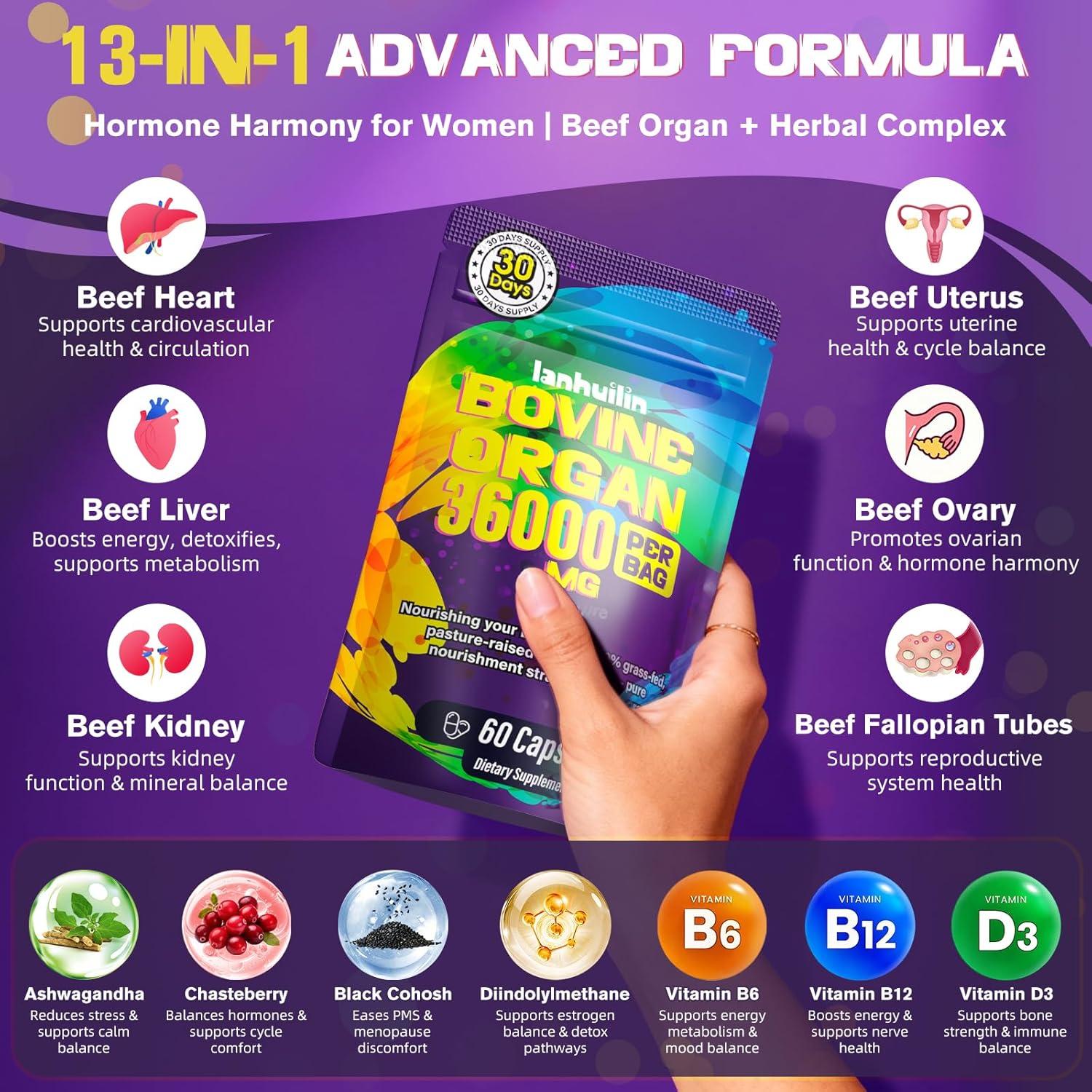 Suplemento de Órganos de Res para Mujeres - 60 Cápsulas