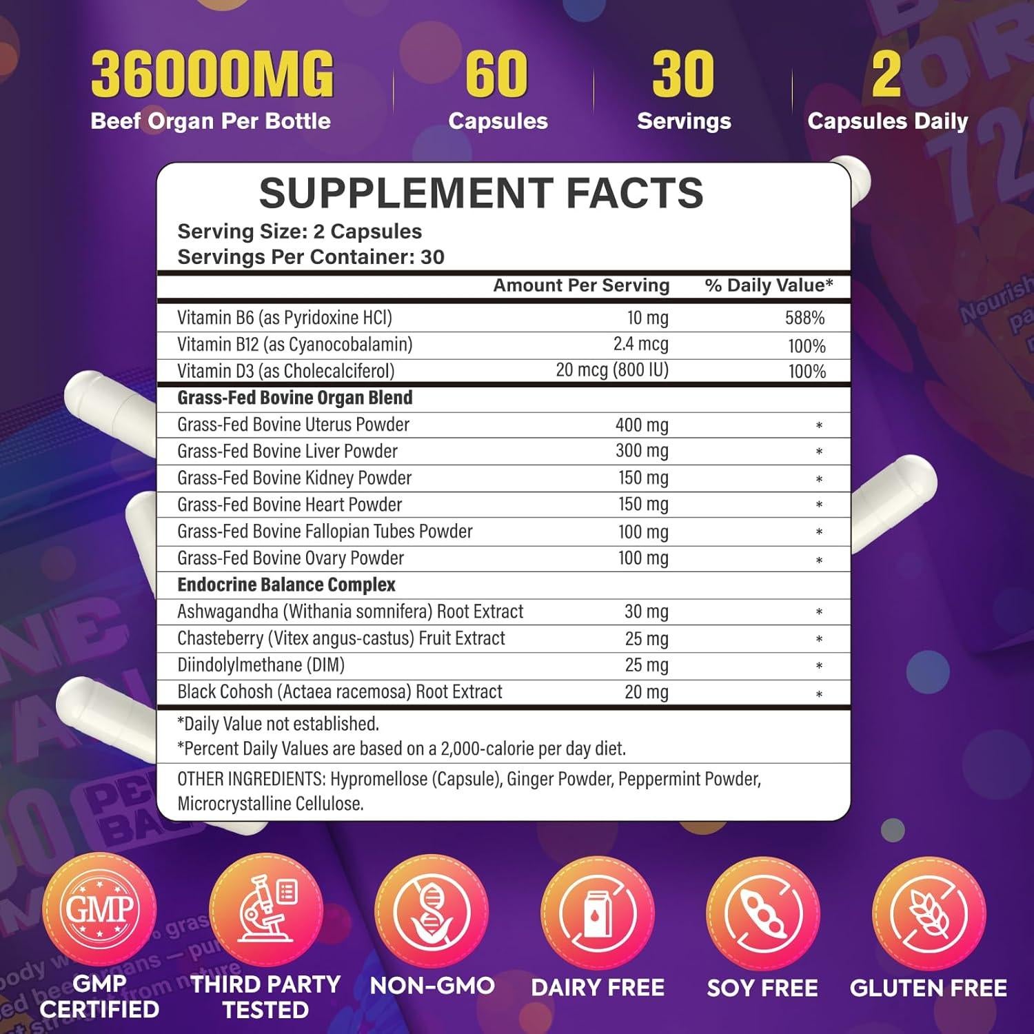 Suplemento de Órganos de Res para Mujeres - 60 Cápsulas