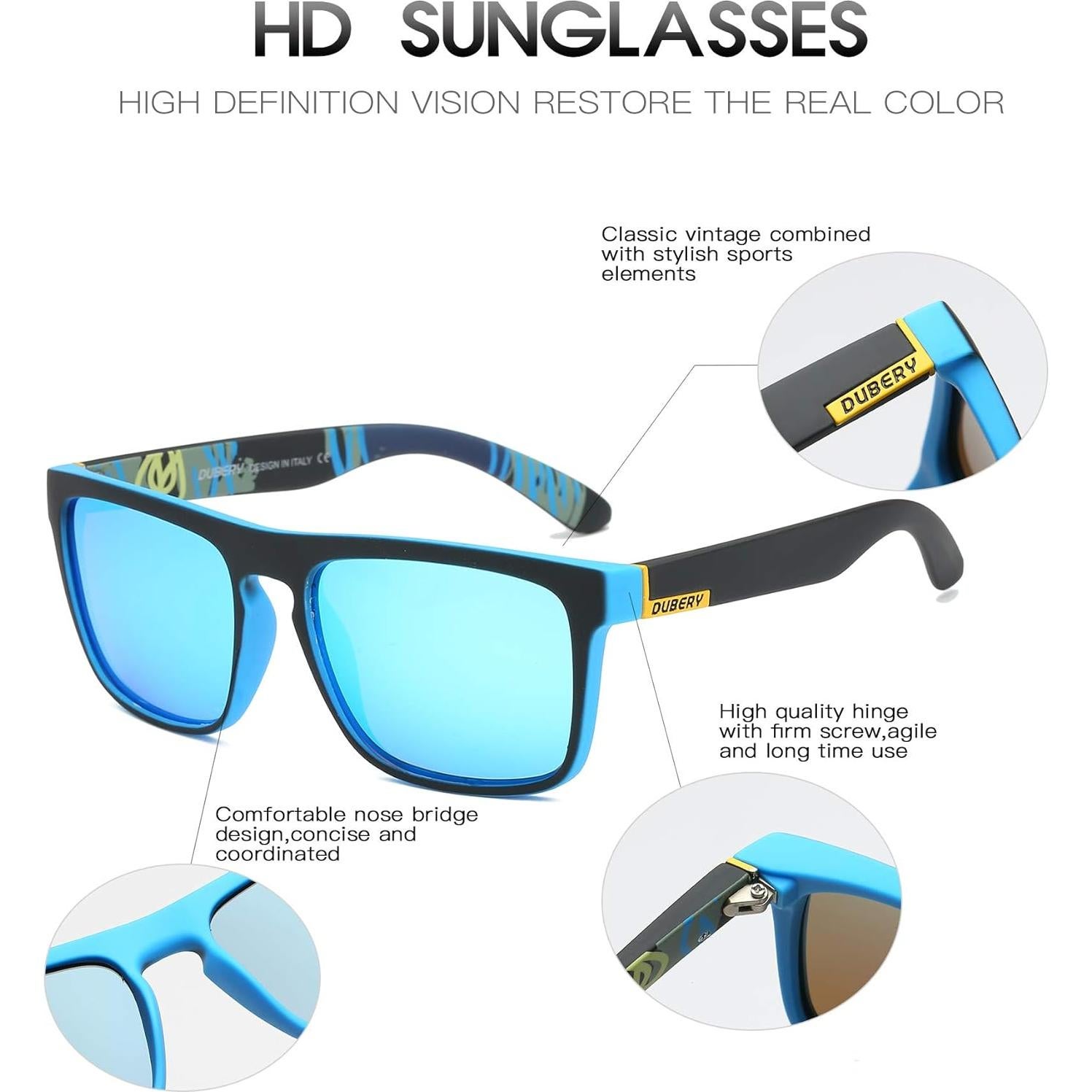 Gafas de sol polarizadas DUBERY unisex 100% UV protección