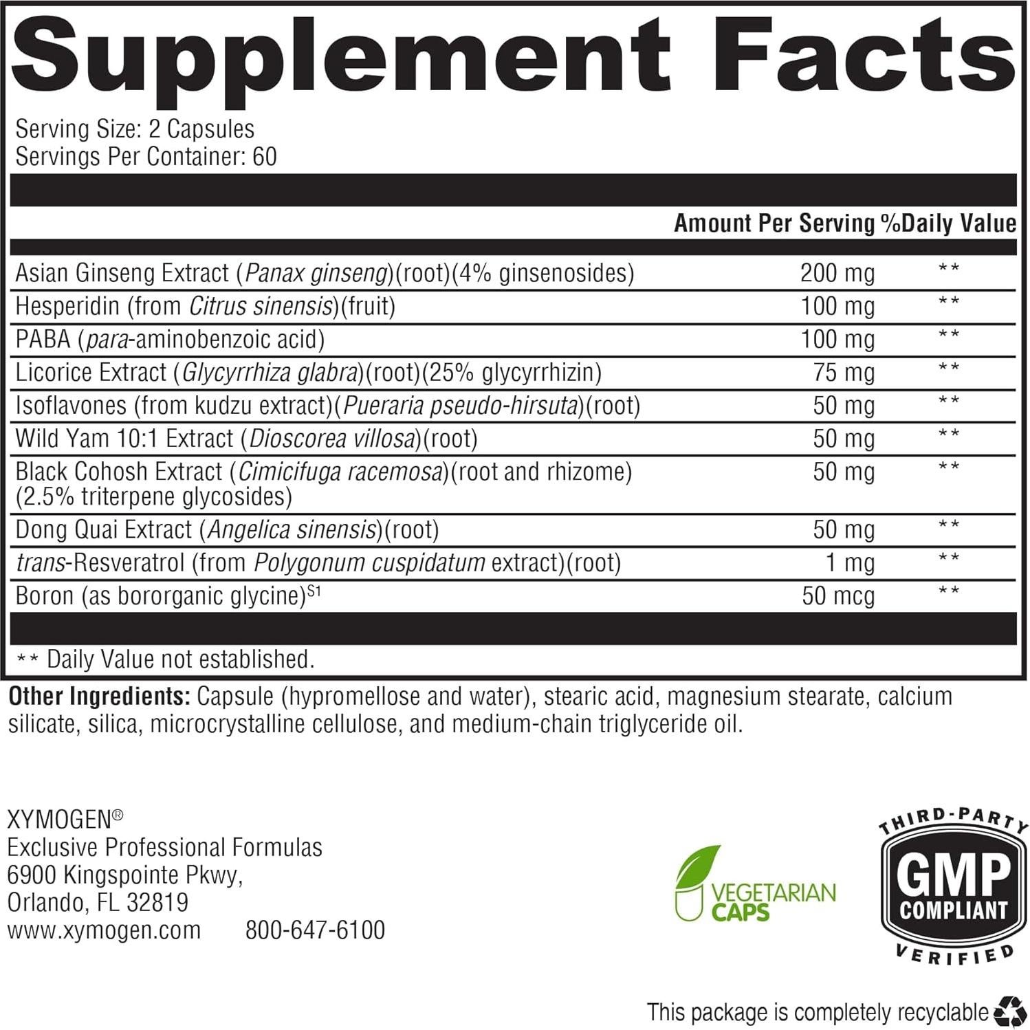 Suplemento Menopausia Xymogen Medcaps 120 Cápsulas Sin Gluten