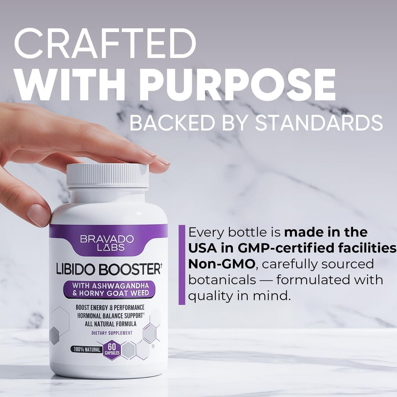 Suplemento Energético Herbal Bravado Labs 60 Cápsulas Veganas