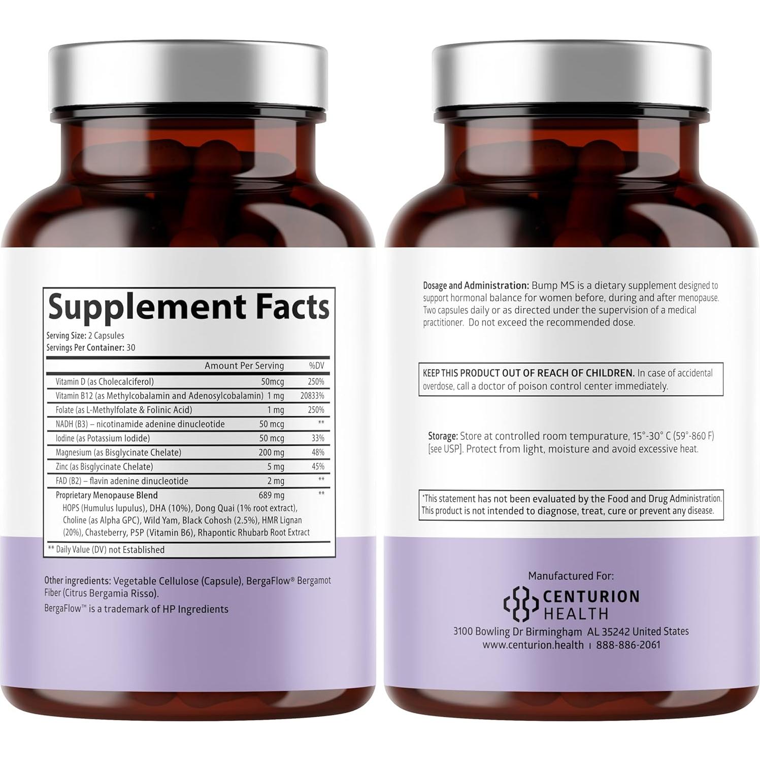 Suplemento Herbal para la Menopausia Centurion Labs Bump MS 60 Cápsulas