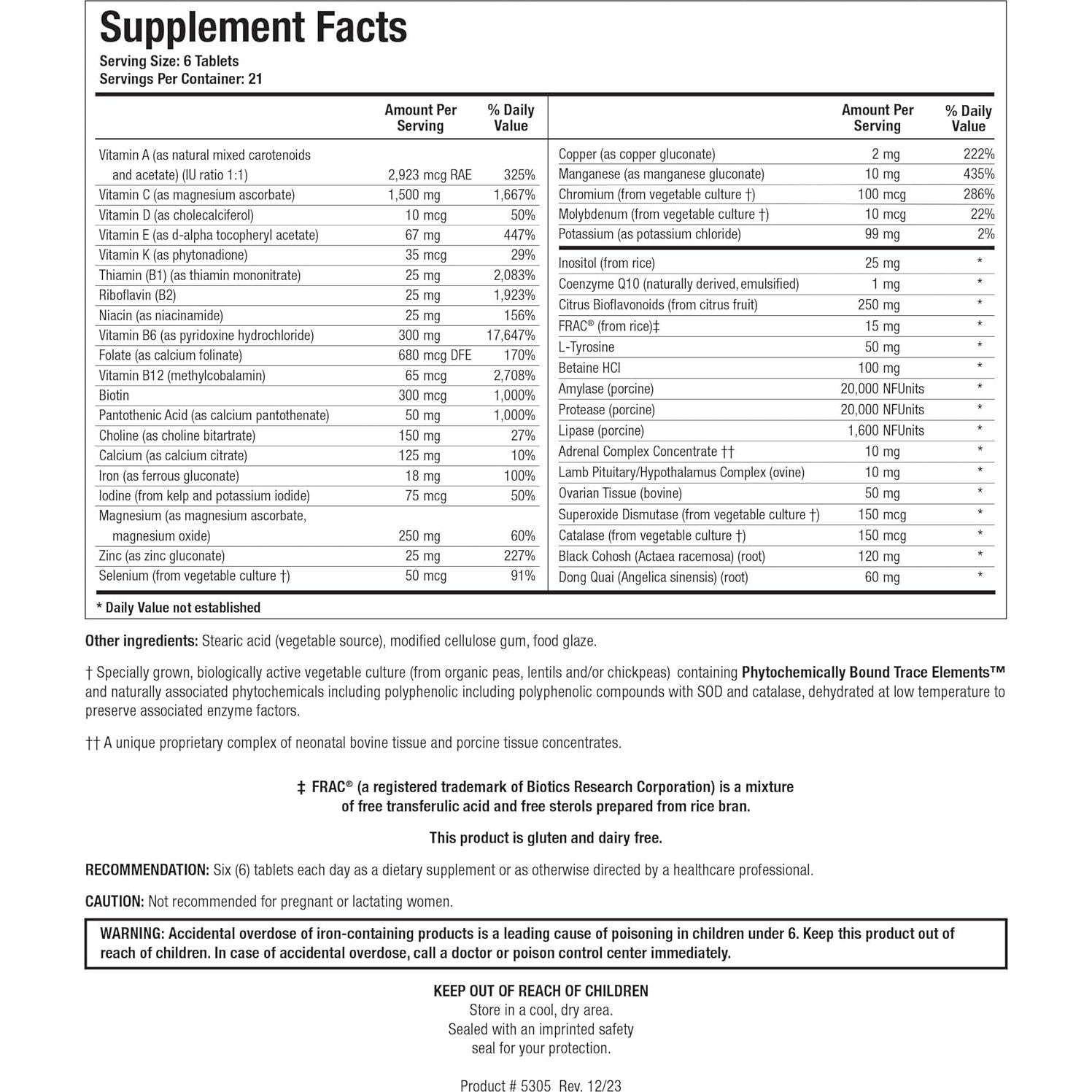 Suplemento Multivitamínico Equi Fem Biotics Research 126 Tabletas