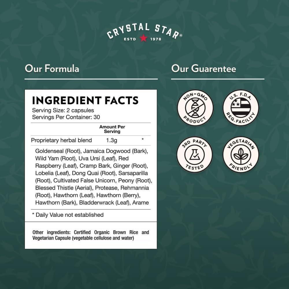 Suplemento Herbal Cristal Estrella 60 Cápsulas Alivio Menstrual