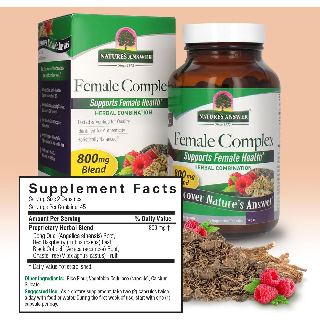 Complejo Femenino Nature's Answer 90 Cápsulas 800 mg Vegano