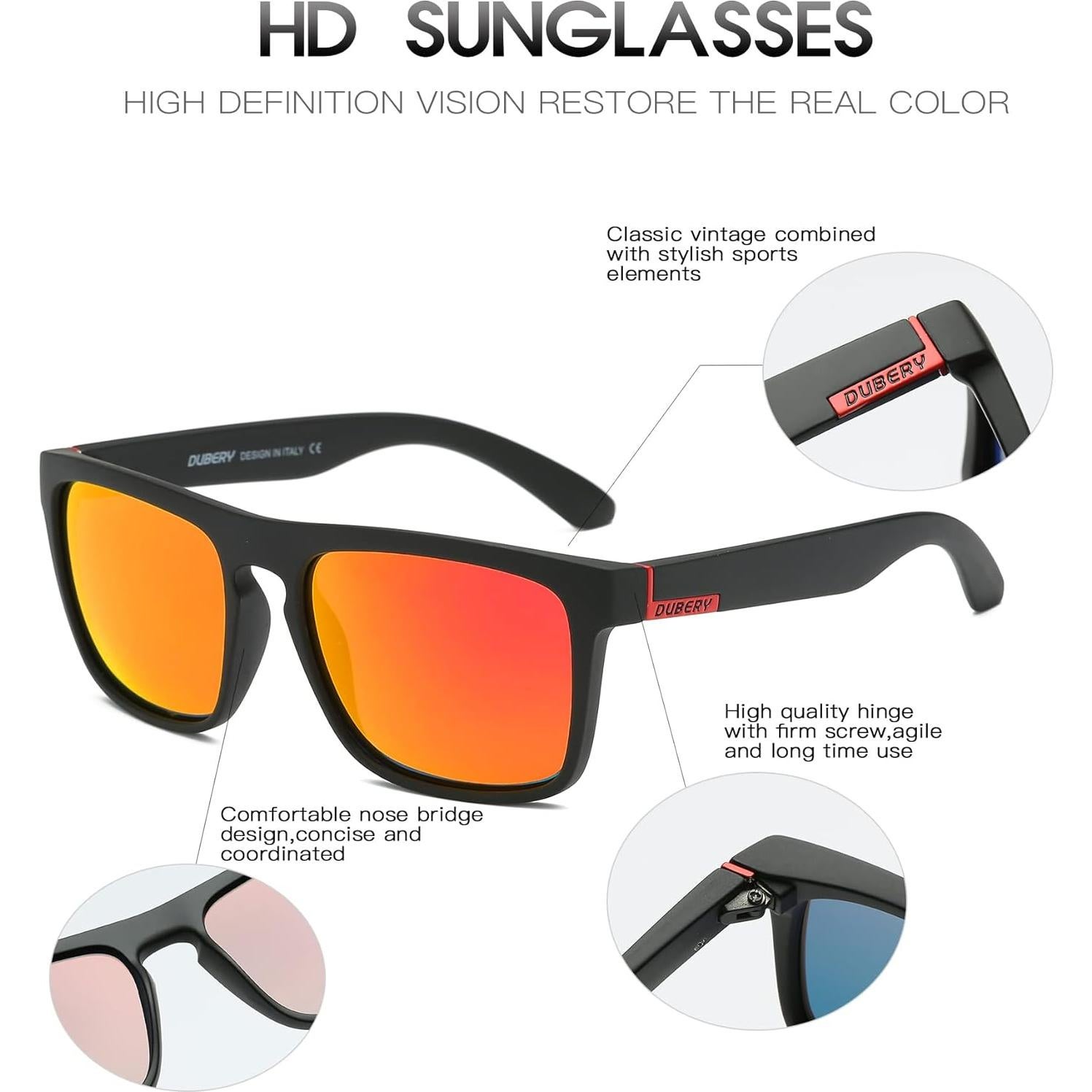 Gafas de sol polarizadas DUBERY unisex 100% UV protección