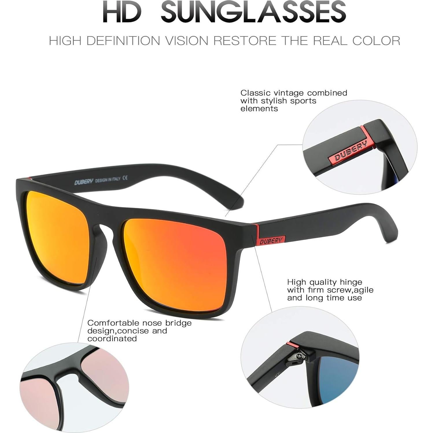 Gafas de sol DUBERY polarizadas UV400 unisex paquete de 2