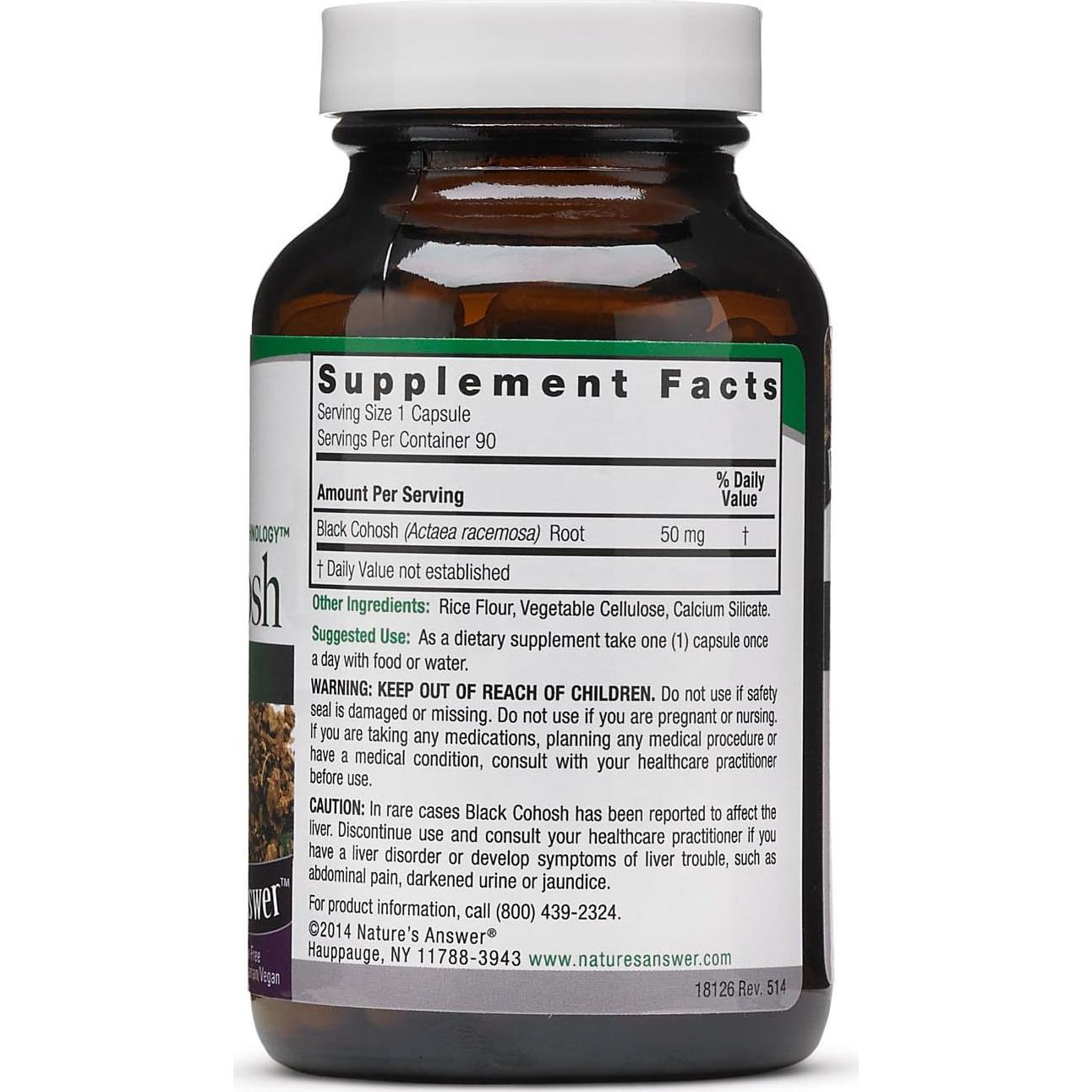 Polvo de raíz de Cohosh negro Natures Answer 50mg 90 cápsulas