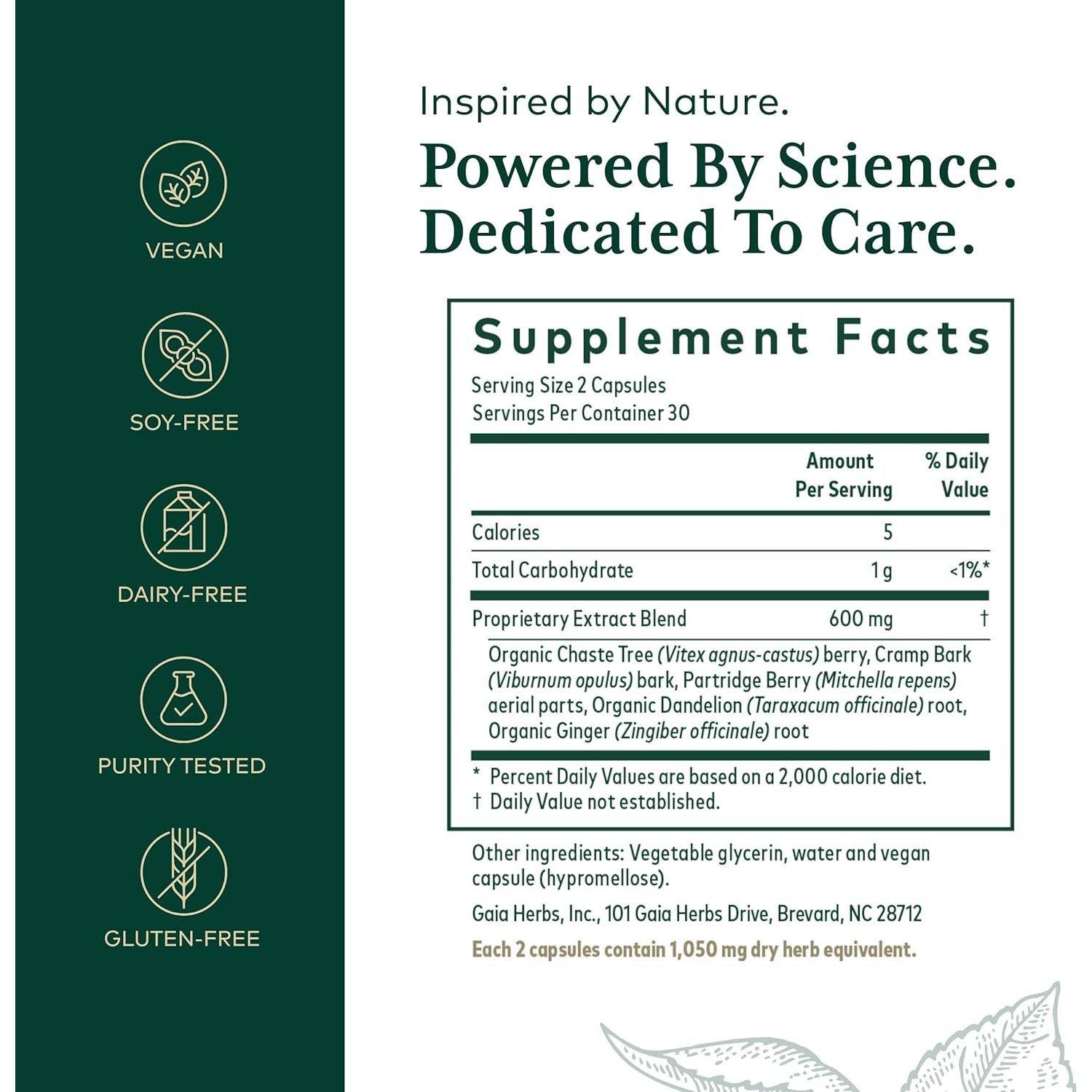 Suplemento Reproductivo Gaia Herbs Vitex 60 Cápsulas