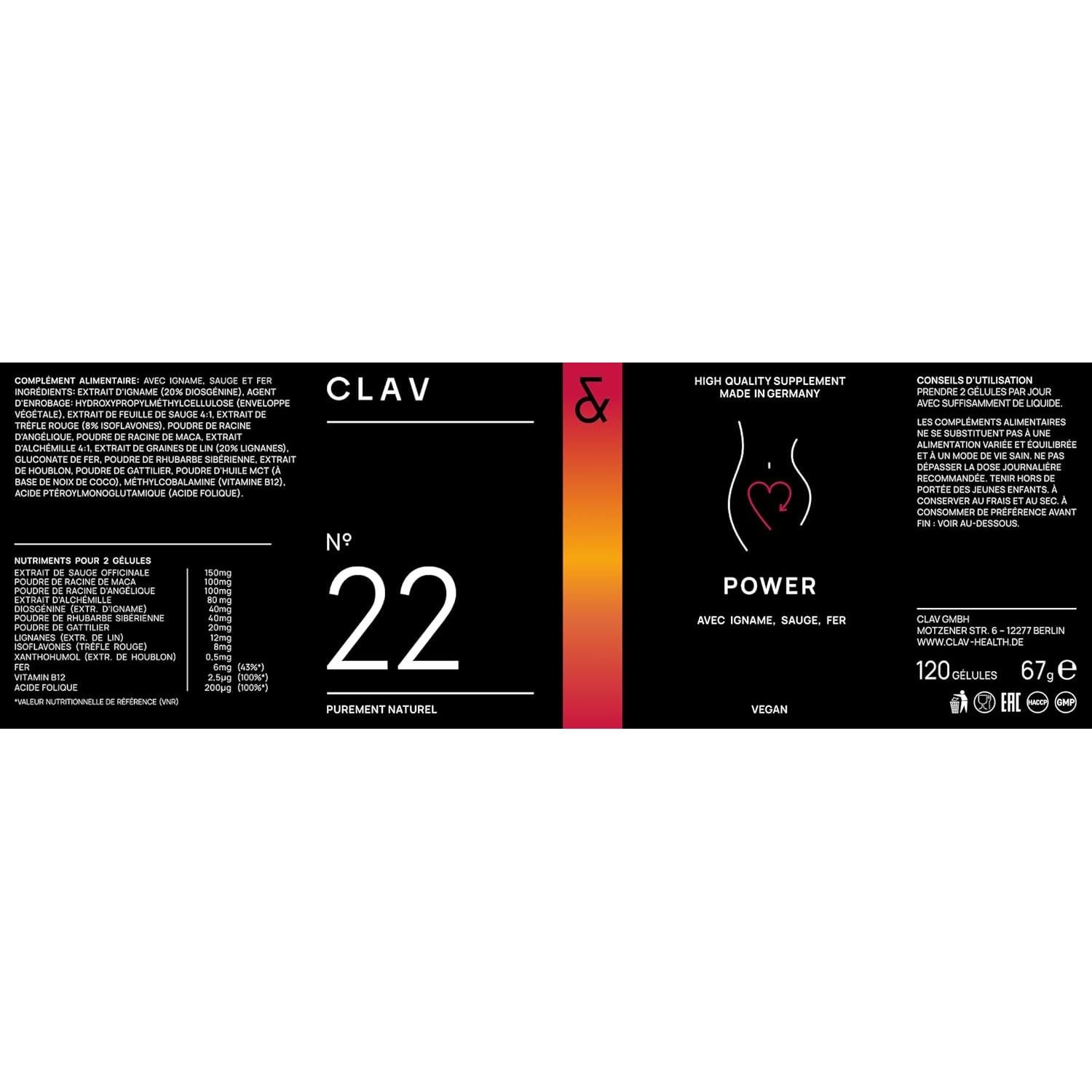 Suplemento Equilibrio Hormonal CLAV - 120 Cápsulas Veganas